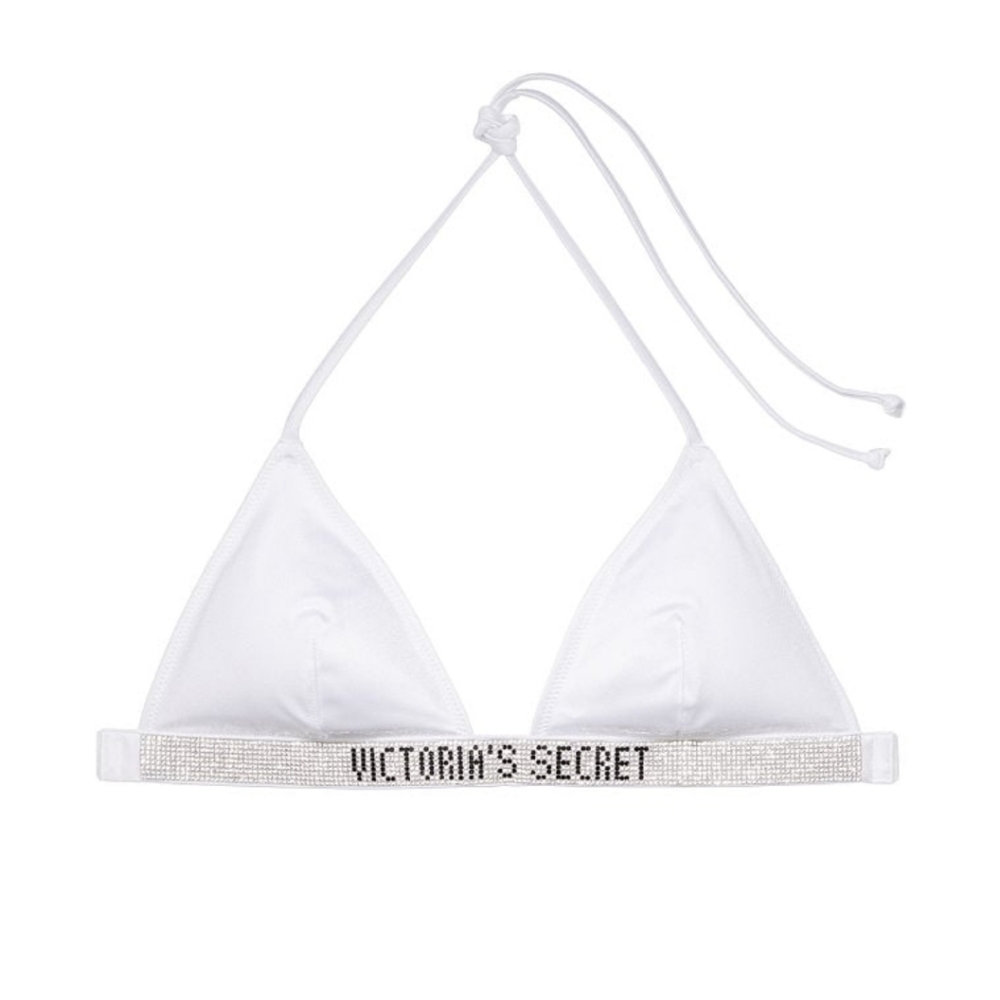 Victoria's secret very sexy shine strap triangle swim bikini top XLARGE WHITE - Picture 3 of 9